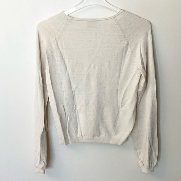 CO Essentials Long Sleeve Silk Blend Knit Top - Ivory - S - Picture 4 of 7